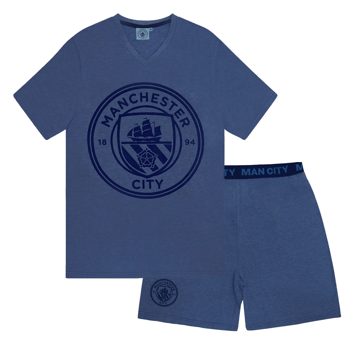 Officielle Manchester City FC pyjamas til mænd – kort sæt
