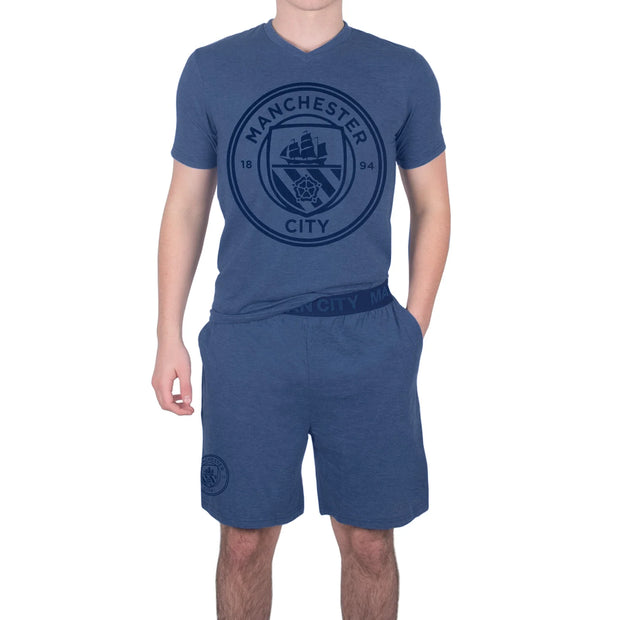 Officielle Manchester City FC pyjamas til mænd – kort sæt