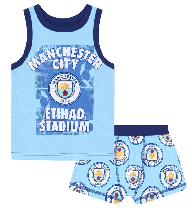 Officiel Manchester City FC boxershorts & undertrøje sæt til drenge