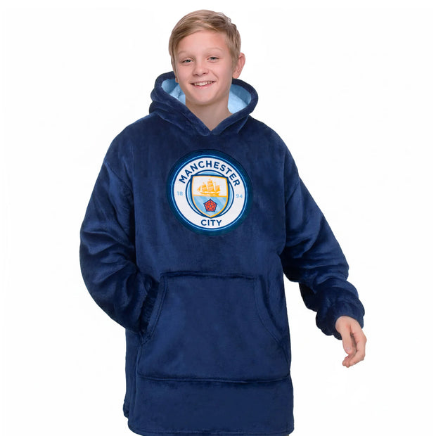 Officiel Manchester City oversized hoodie-tæppe til børn