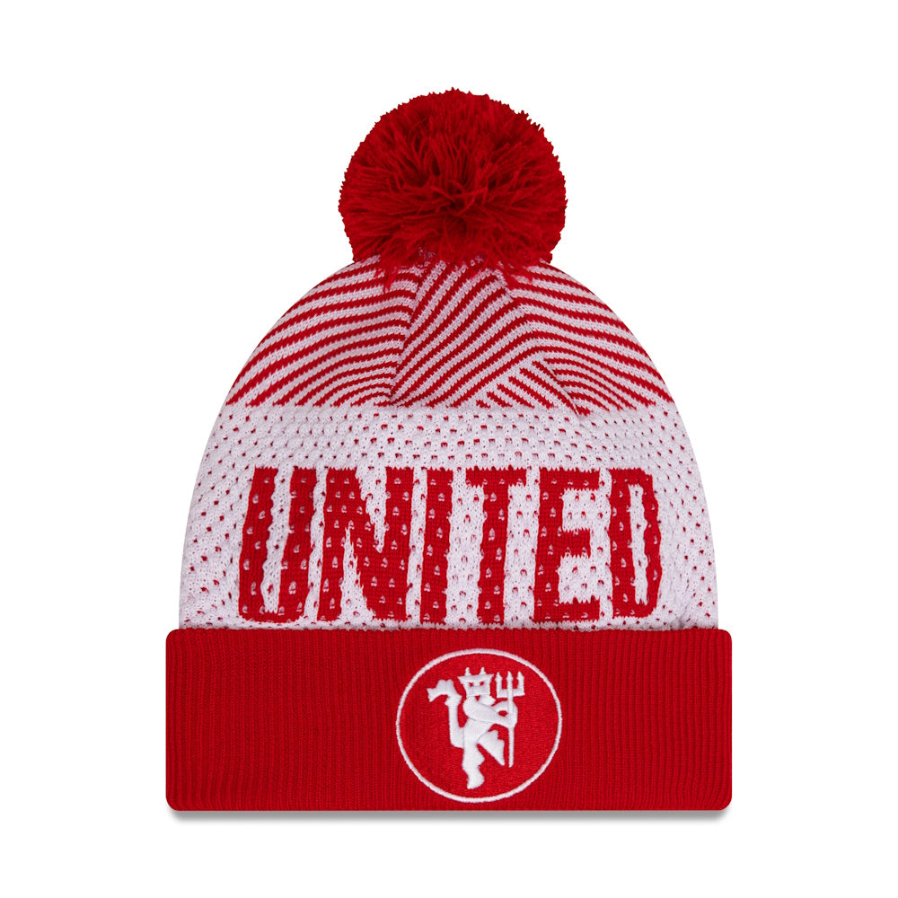 Manchester United New Era Rød & Hvid Pom Beanie