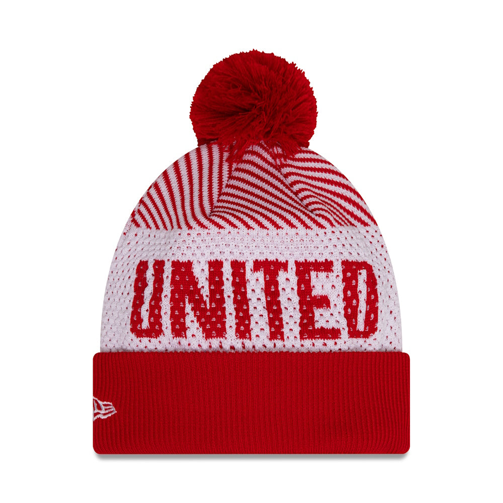 Manchester United New Era Rød & Hvid Pom Beanie
