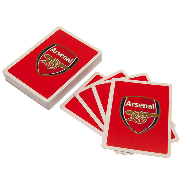Bunke af Arsenal FC spillekort med logo på bagsiden.