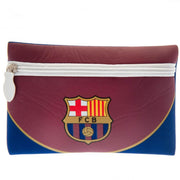 FC Barcelona penalhus i bordeaux og blå med logo og hvid lynlås øverst.