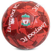 Liverpool FC fodbold, rød/sort design, klublogo og tekst "Liverpool FC". Størrelse 5.