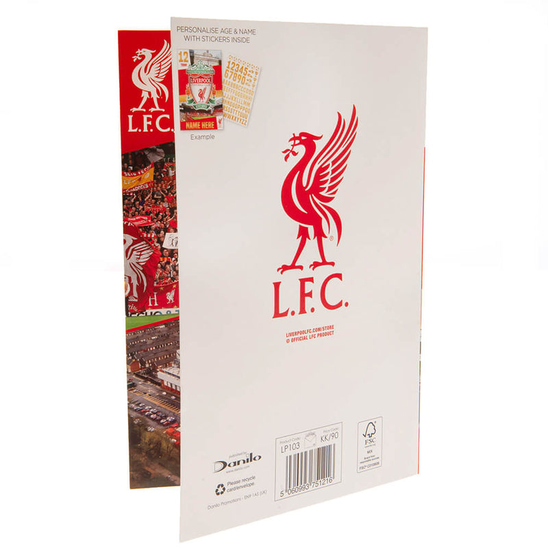Liverpool FC Fødselsdagskort m. klistermærker