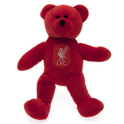 Rød bamse med Liverpool FC logo på brystet. Blød og enkel i design.