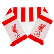 Rød-hvidt Liverpool FC halstørklæde med L.F.C. logo og frynser på enderne.