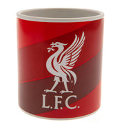Rød Liverpool FC-krus med hvidt liverbird-logo og teksten "L.F.C."