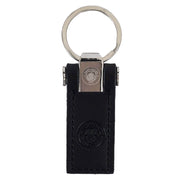 Lædernøglering med metalring og sort holder. Manchester City logo præget på læderet.
