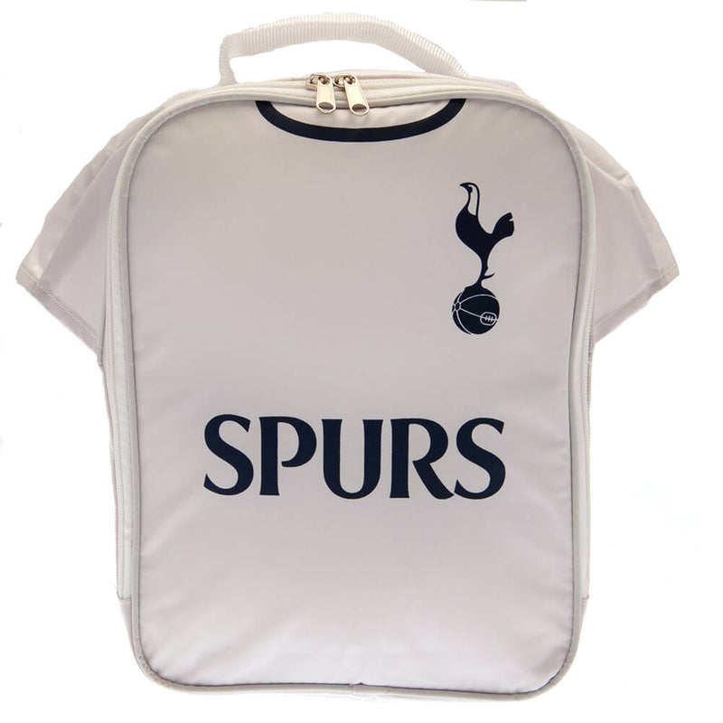 Madpakketaske formet som Tottenham trøje med logo og teksten "SPURS" på forsiden.