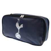 Navy støvletaske med Tottenham-logo og lynlås. Rektangulær form, logo centralt placeret.