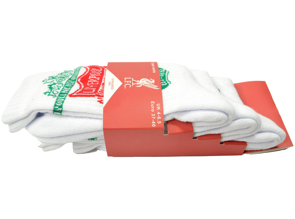 Liverpool FC Liverpool FC Sports Sokker – 3-pak, Hvid/Rød (UK 8–11 / EU 42–46, Voksen)