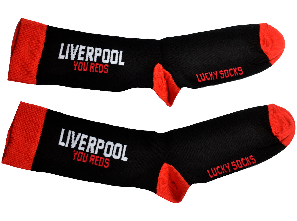 Liverpool FC Team Direct ‘You Reds’ Sokker – Sort/Rød (UK 8–11 / EU 42–46, Voksen)