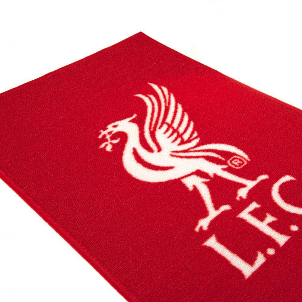 Rødt Liverpool FC-tæppe med hvidt Liverbird-logo og teksten "L.F.C."