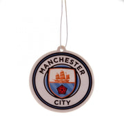 Rund luftfrisker med Manchester City FC-logo og snor til ophængning.