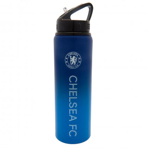 Chelsea FC drikkedunk med blåt gradientdesign, logo, hvid tekst og sort låg med bærehåndtag.