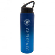 Chelsea FC drikkedunk med blåt gradientdesign, logo, hvid tekst og sort låg med bærehåndtag.