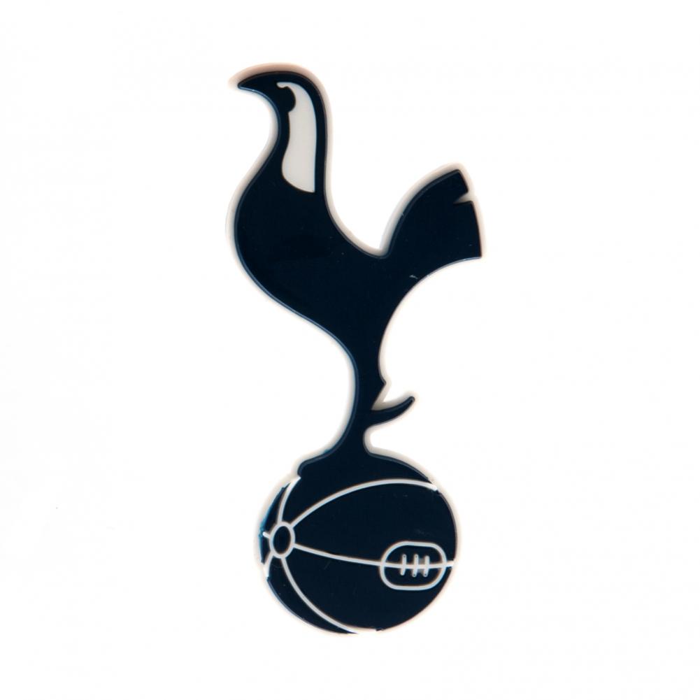 Tottenham Hotspur FC logo med en hane på en fodbold, sort og hvidt design.