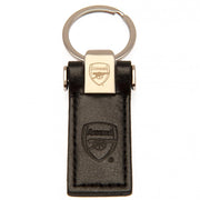 Sort læder nøglering med Arsenal FC logo præget på både metal og læderdel.