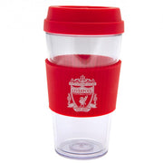 Liverpool FC rejsekrus med gennemsigtig krop, rød holder, logo og slogan "YOU'LL NEVER WALK ALONE".