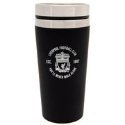 Sort termo krus fra Liverpool FC med logo og teksten "YOU'LL NEVER WALK ALONE" og "EST. 1892".