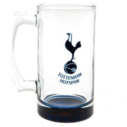 Klart glas med blå bund, Tottenham Hotspur logo med hane og bold, teksten "TOTTENHAM HOTSPUR".