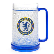 Chelsea FC frysekrus med gennemsigtigt design og is-lignende indhold, logo i centrum.