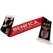 SL Benfica halstørklæde med rød midte, sort logo og hvide frynser.