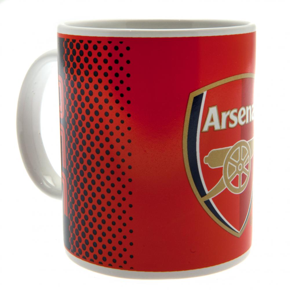 Arsenal FC krus med rødt baggrund, sorte prikker og officiel Arsenal-logo, inkl. hank.