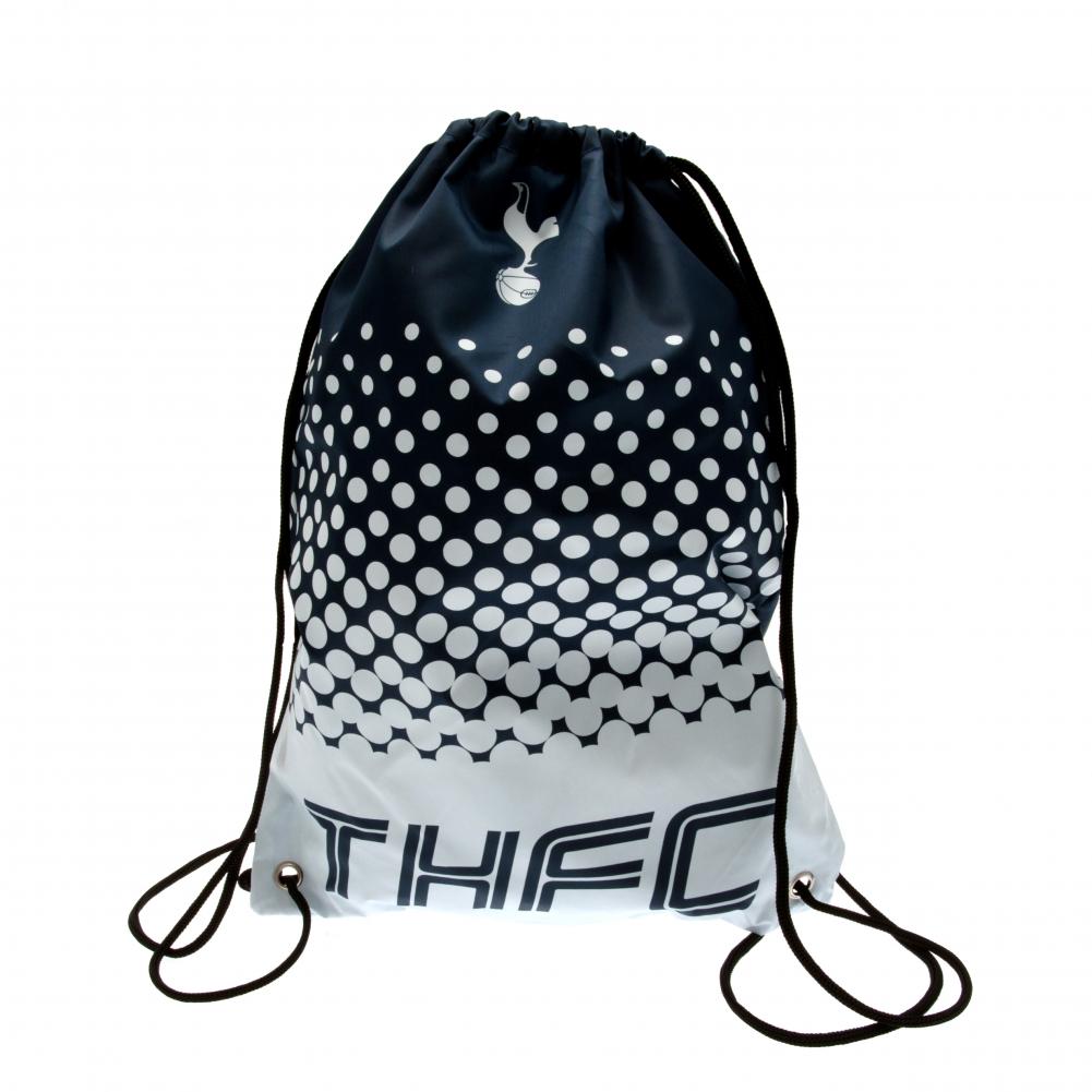 Tottenham Hotspur FC taske med logo, "THFC", sort snor og gradientdesign fra mørk til lys.